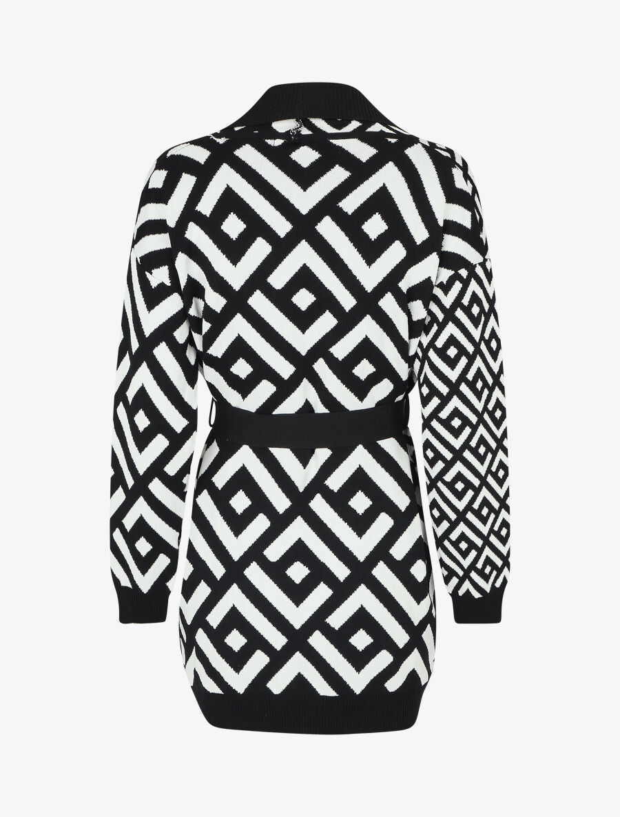 Gilet graphique col châle - Noir/blanc - 2
