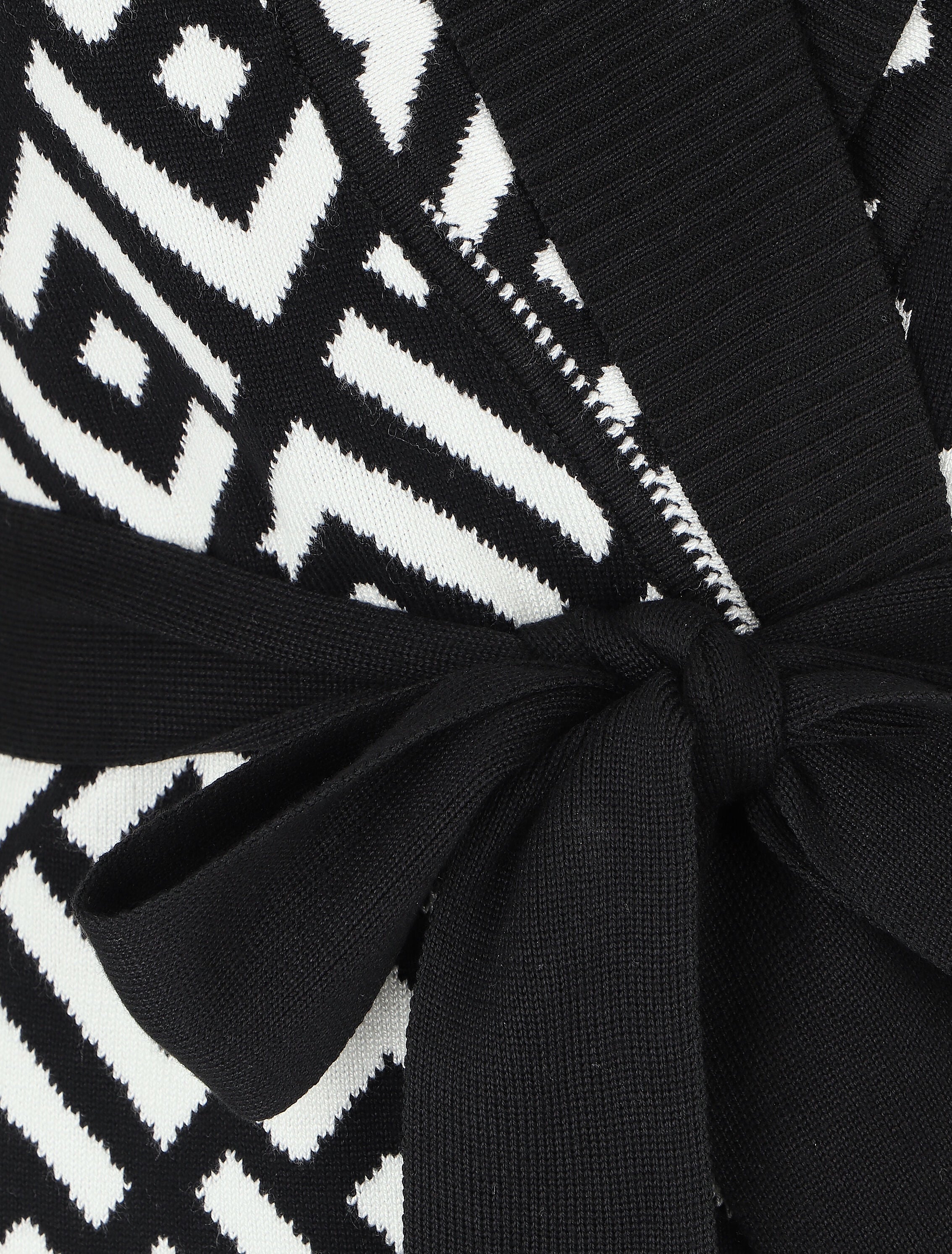 Gilet graphique col châle - Noir/blanc - 3