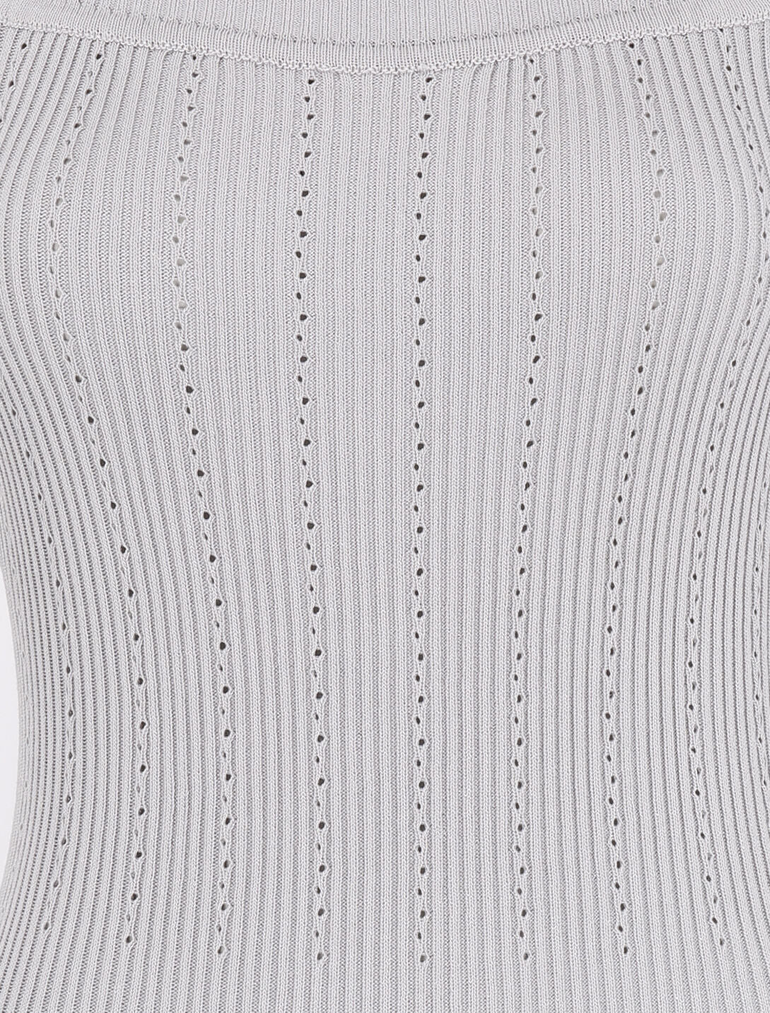 Robe pull côtelée à col carré - Gris - 3