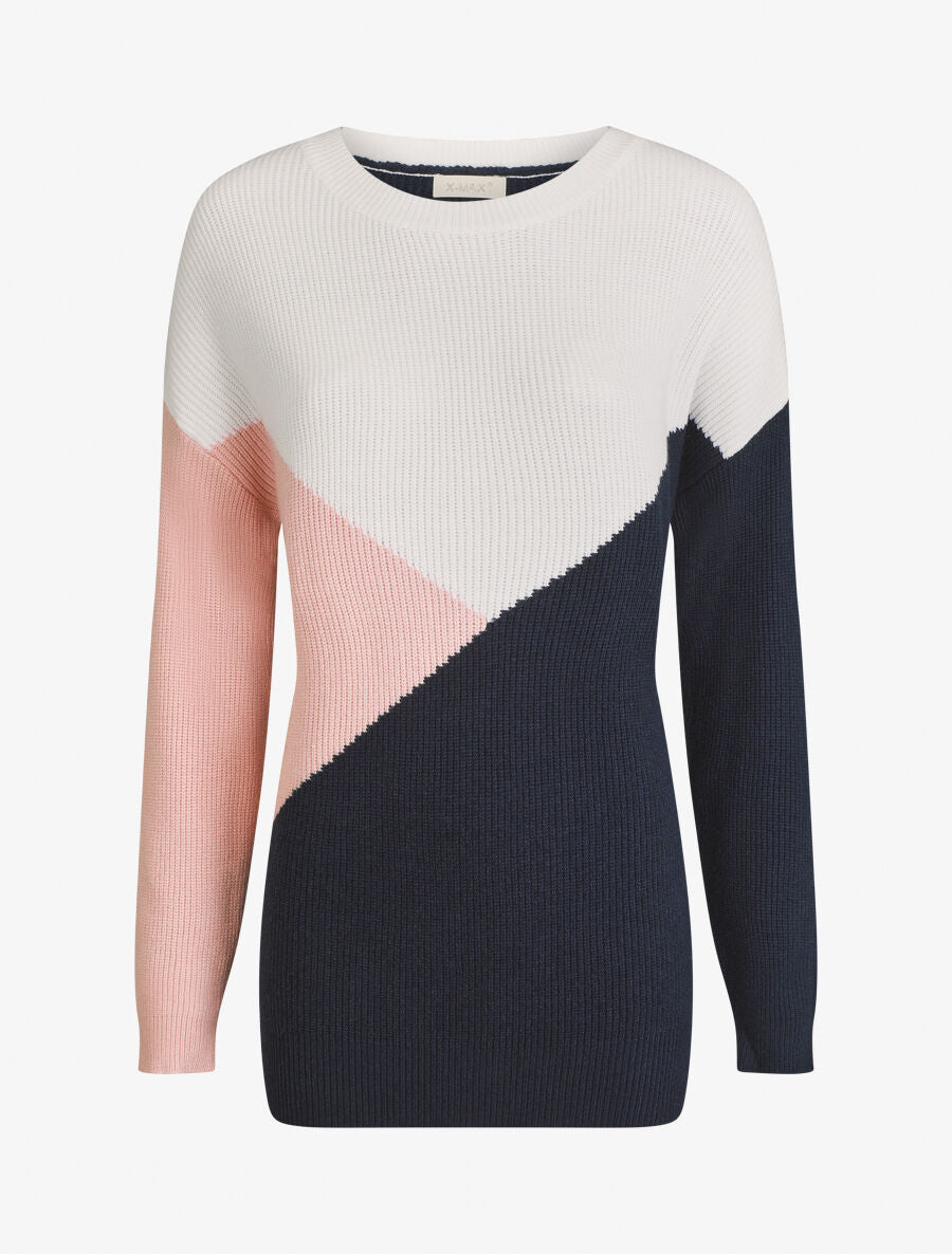 Pull oversize à motif graphique - Marine/blanc - 1