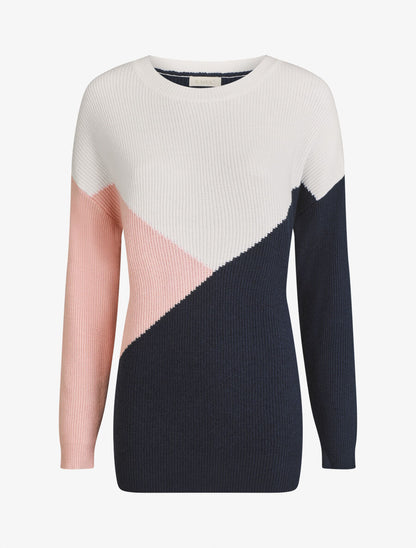 Pull oversize à motif graphique - Marine/blanc - 1
