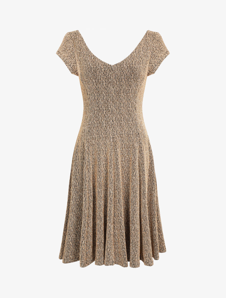 Robe patineuse irisée à col V - Or - 5