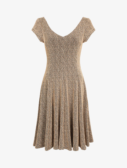 Robe patineuse irisée à col V - Or - 5