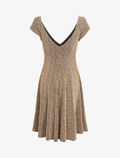 Robe patineuse irisée à col V - Or - 3