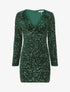 Robe courte en velours à sequins - Vert foncé - 5