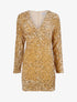 Robe courte en velours à sequins - Beige - 1