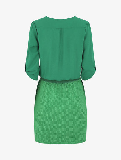 Robe droite bi-matière - Vert - 2