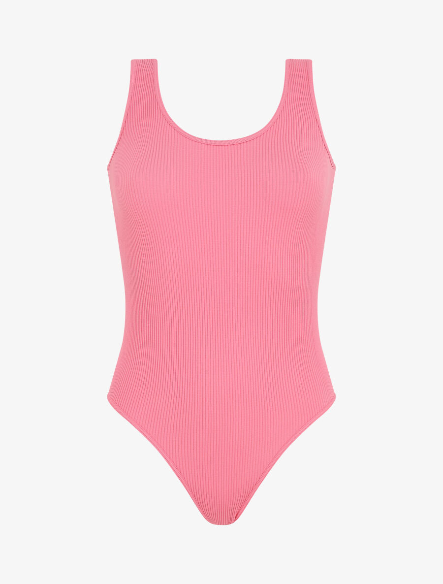 Body uni côtelé - Rose - 1