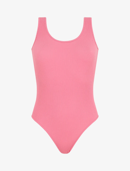 Body uni côtelé - Rose - 1
