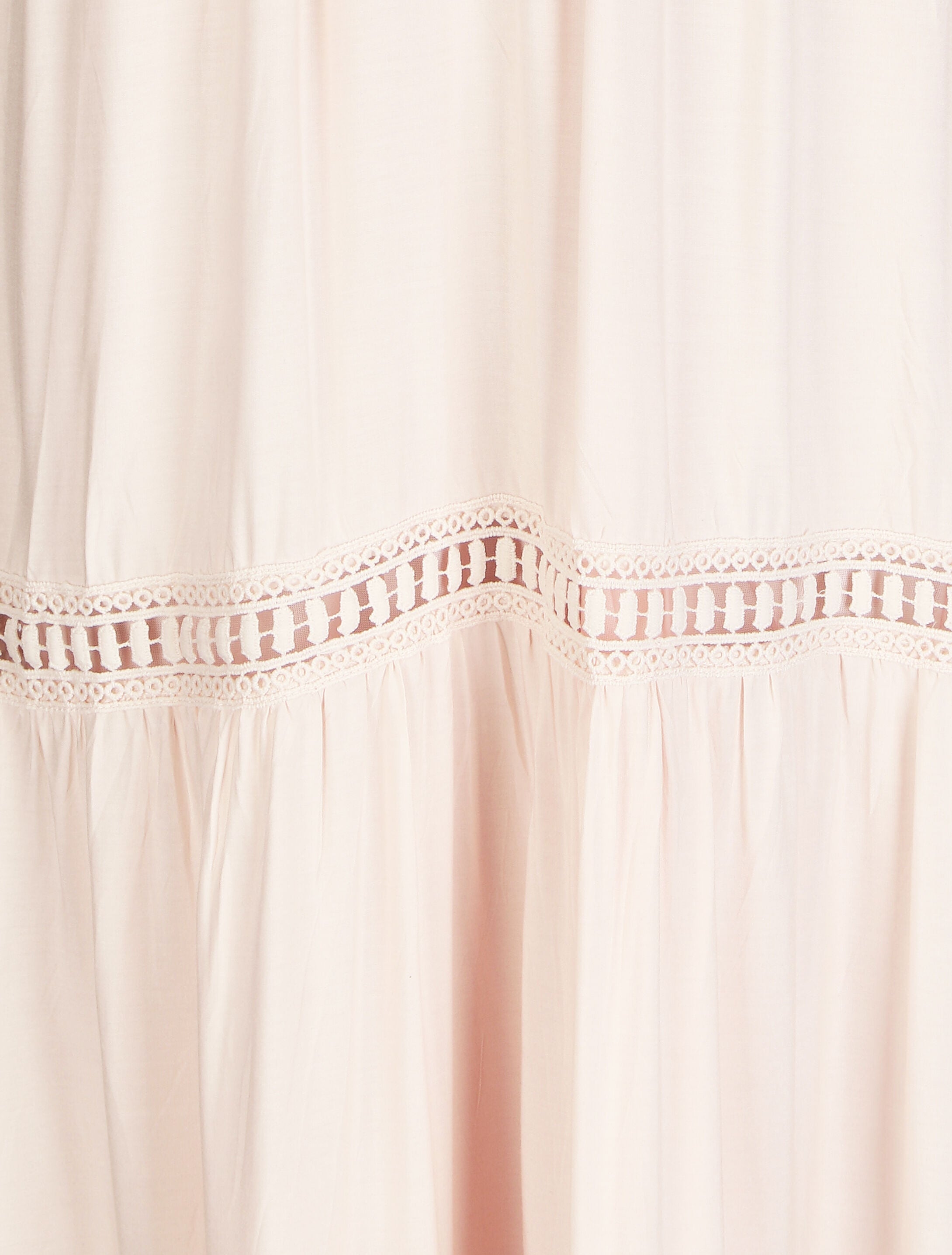 Robe longue unie à taille élastiquée - Rose - 4