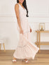 Robe longue unie à taille élastiquée - Rose - 1