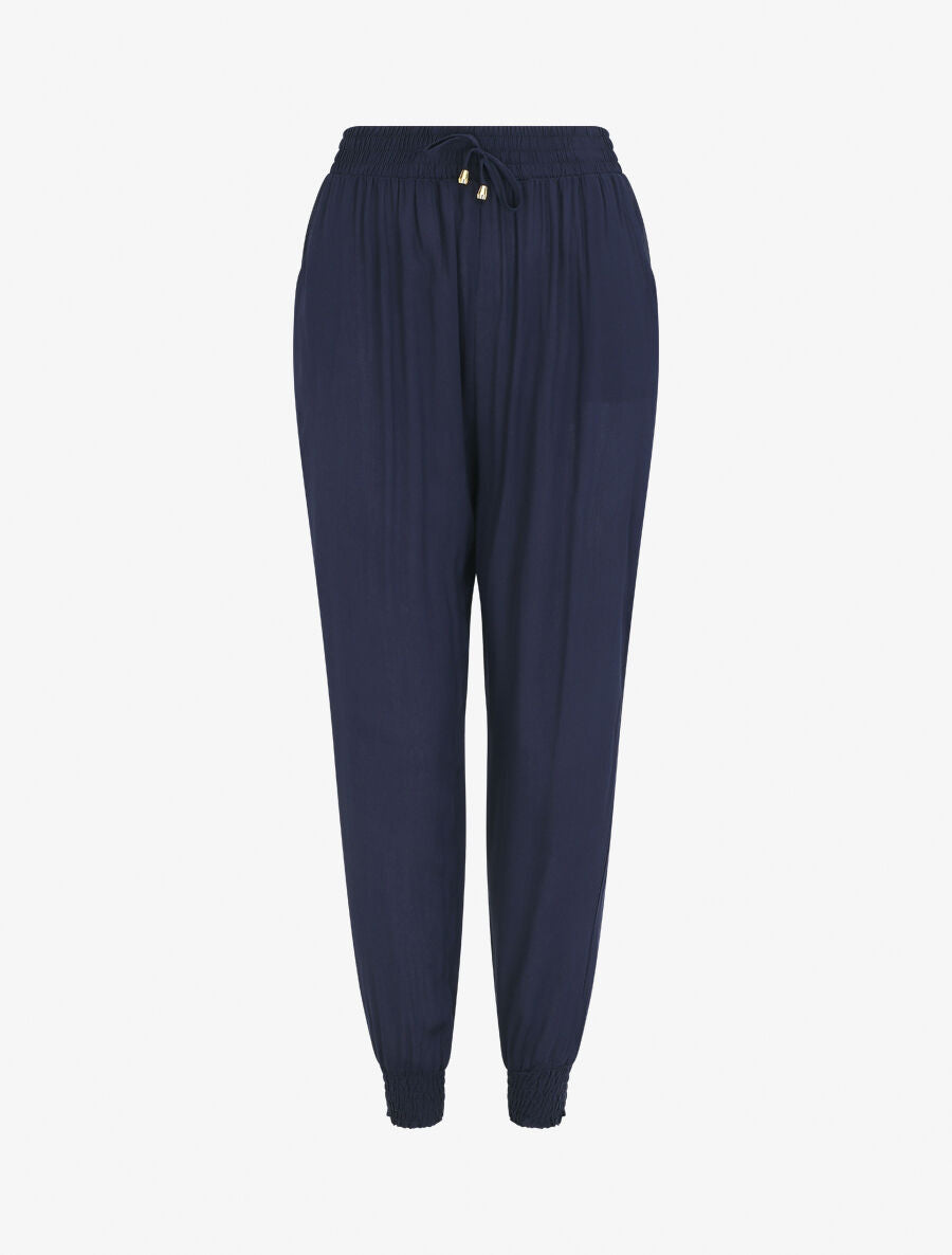 Pantalon fluide style sarrouel - Marine - 1