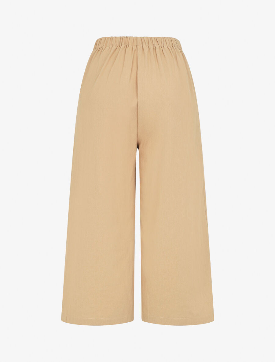 Pantalon ample à taille élastiquée - Beige - 2