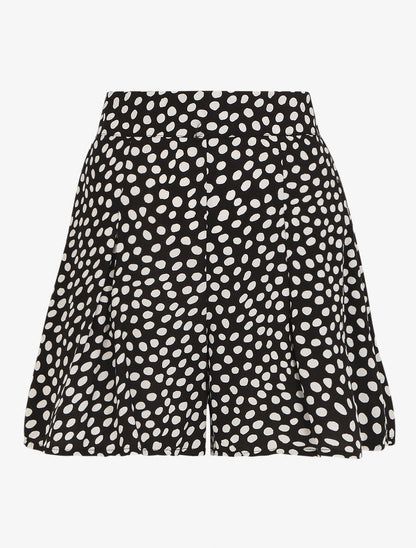 Short à pois taille haute évasé - Noir - 1