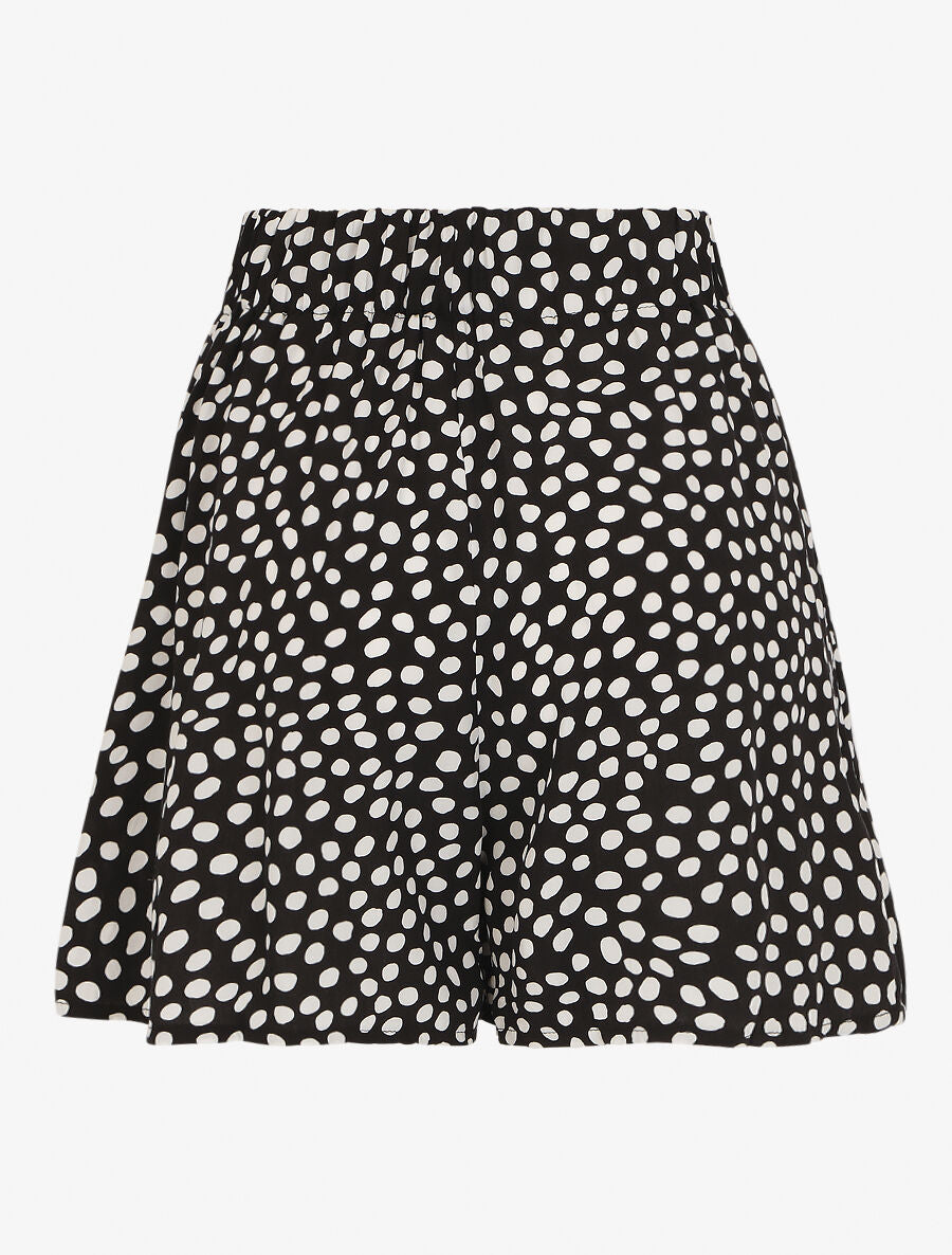 Short à pois taille haute évasé - Noir - 2