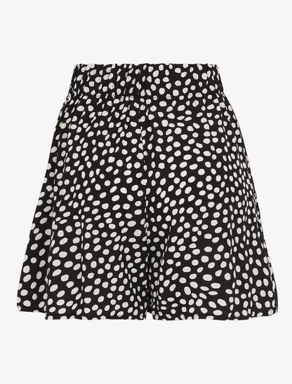 Short à pois taille haute évasé - Noir - 2
