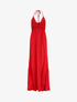 Robe longue dos-nu et broderies - Rouge - 1