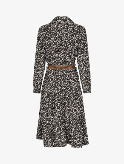 Robe à motif suédé fleuri en relief - Noir - 2