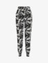 Pantalon ample imprimé feuilles à taille élastiquée - Noir - 1
