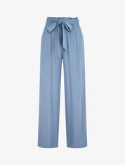 Pantalon droit uni taille haute élastiquée - Bleu - 1