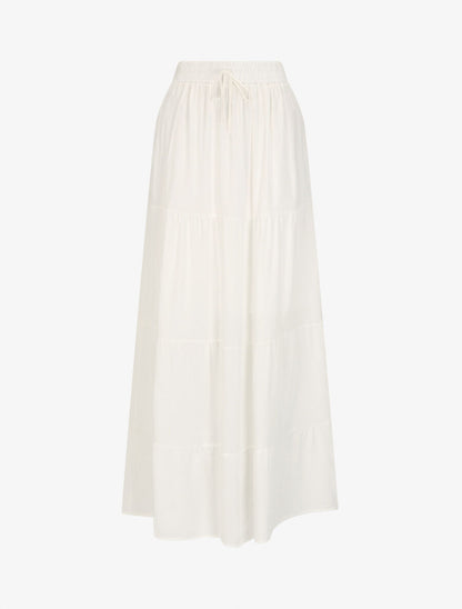 Jupe longue à taille élastiquée - Blanc - 4