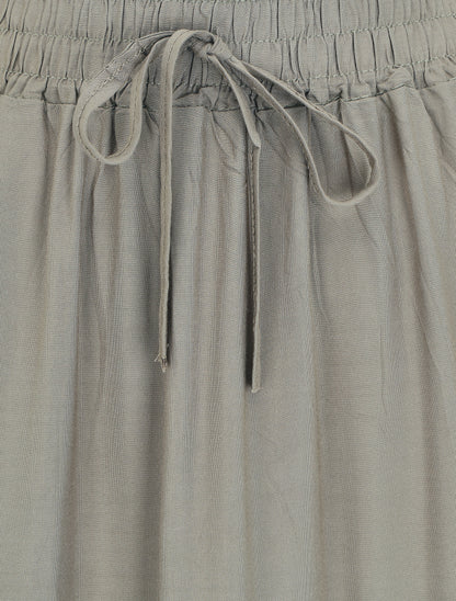Jupe longue à taille élastiquée - Kaki - 3