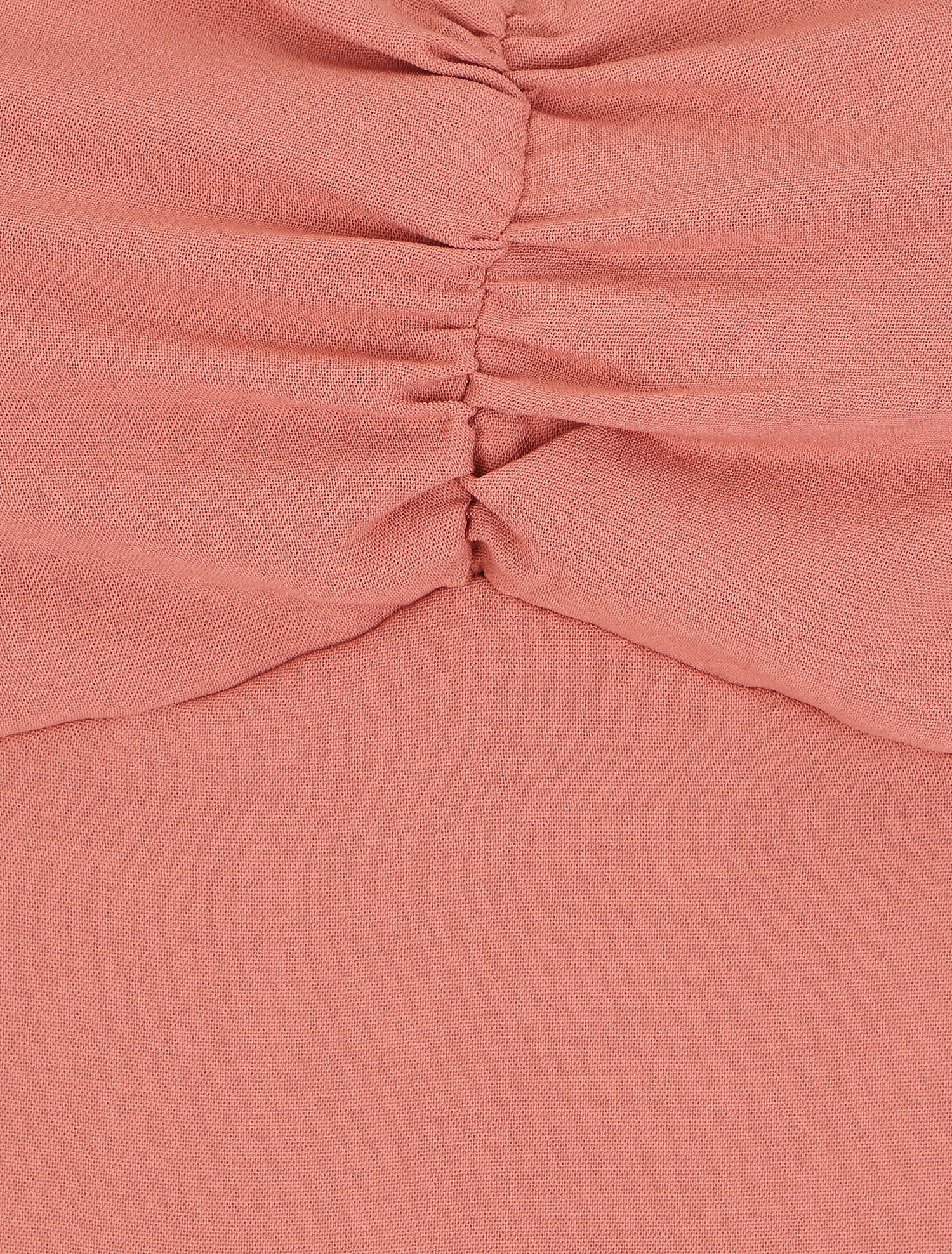 Robe longue unie évasée bretelles à nouer - Rose - 3