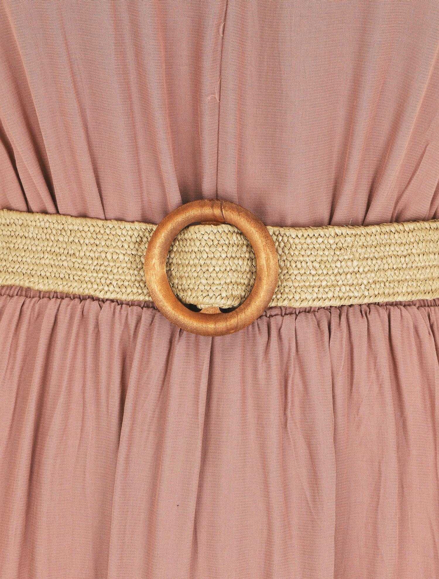 Robe longue unie à col tunisien - Vieux rose - 3
