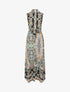 Robe longue sans manches imprimé fleurs stylisées - Noir - 5