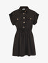 Robe chemise courte unie manches courtes - Noir - 1