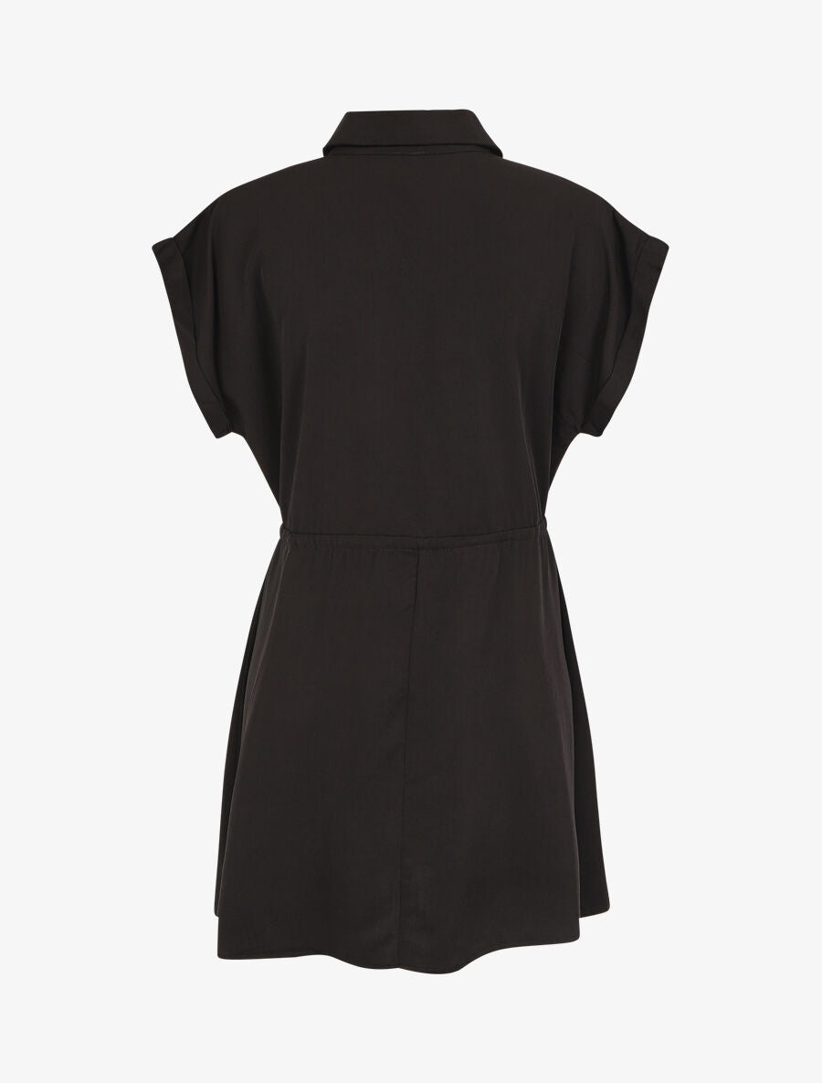 Robe chemise courte unie manches courtes - Noir - 2