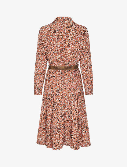 Robe à motif suédé fleuri en relief - Orange - 2
