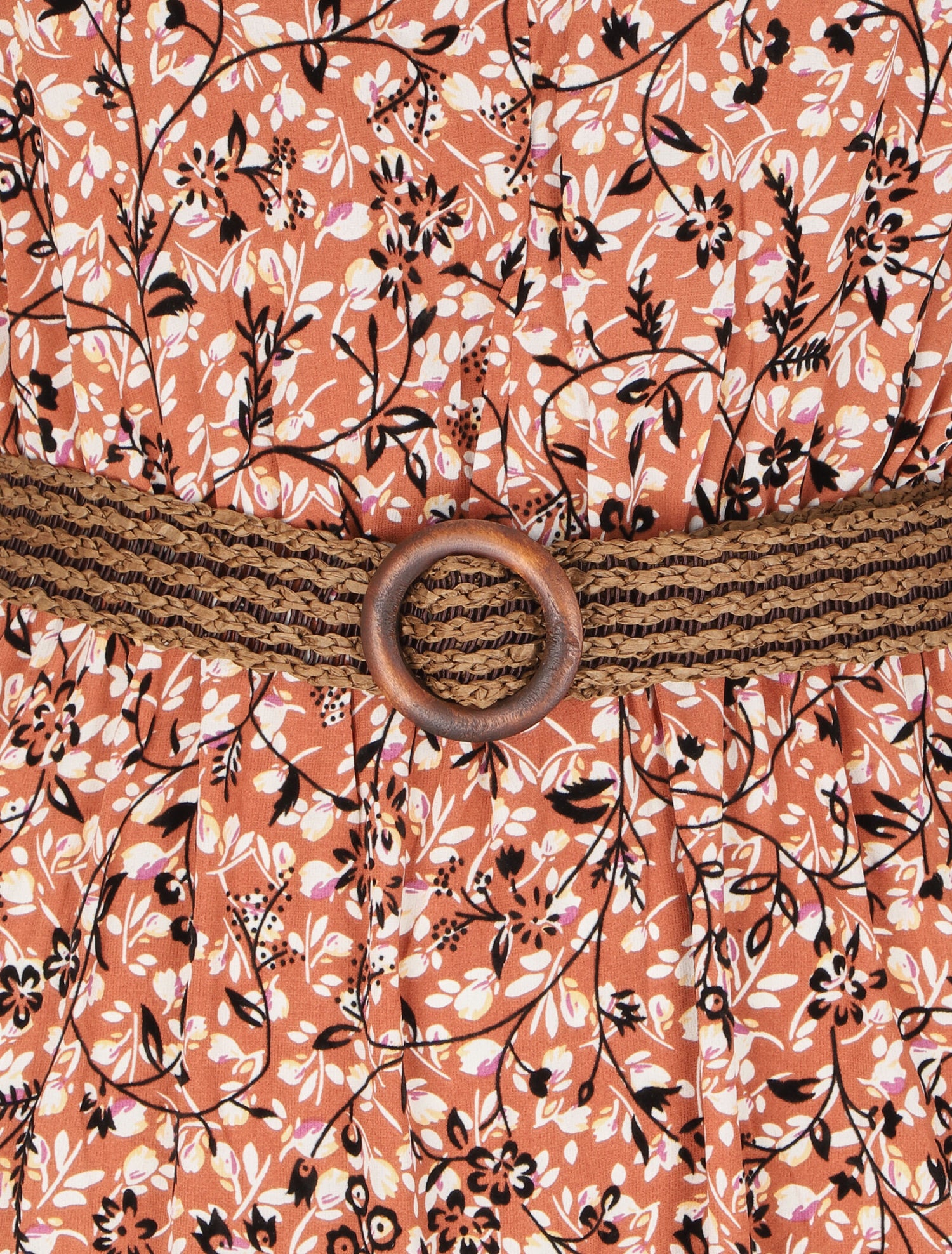 Robe à motif suédé fleuri en relief - Orange - 3