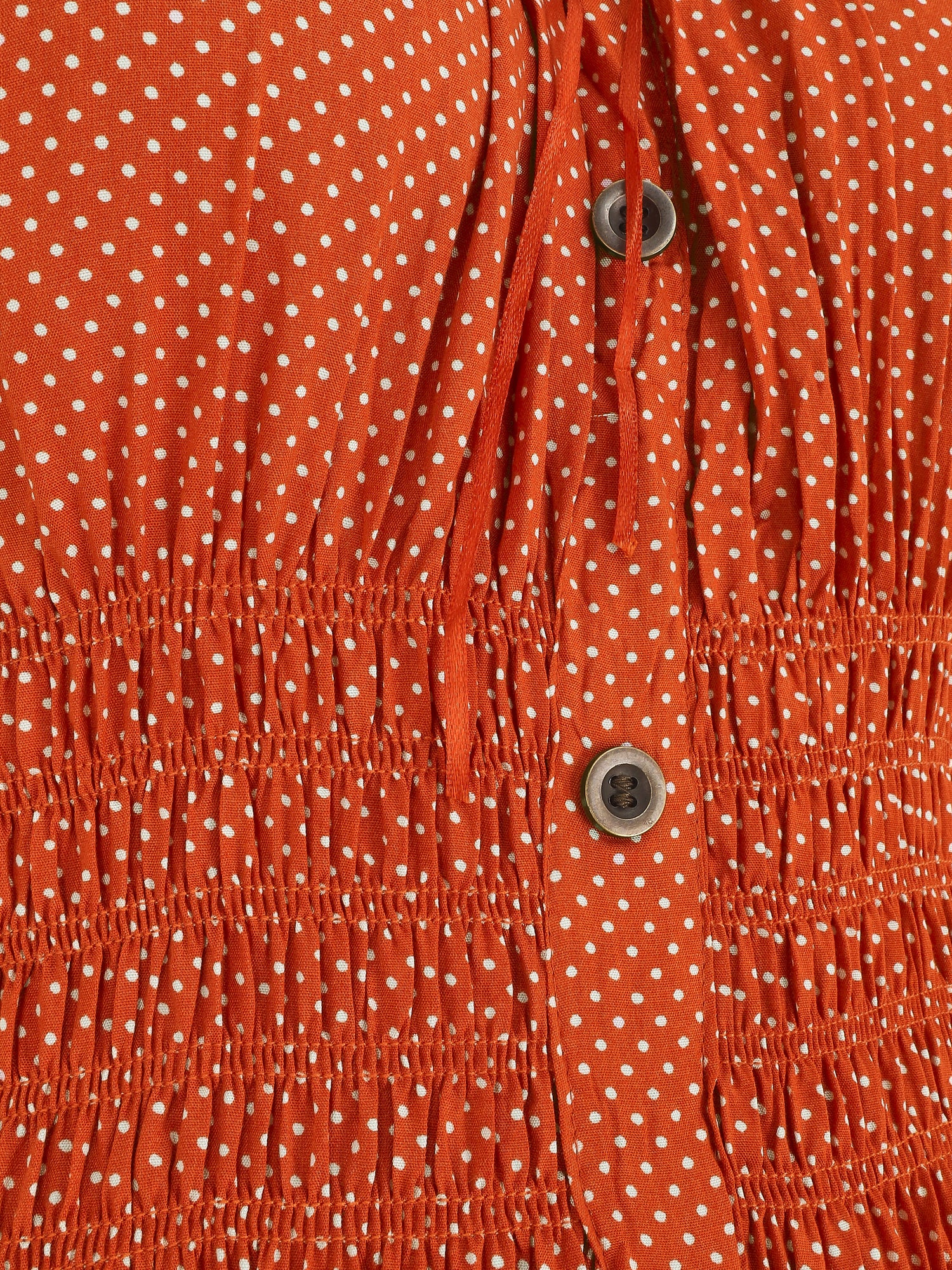 Robe longue évasée à pois sans manches - Rouge - 3