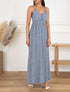 Robe longue à bretelles imprimé tulipe - Bleu - 1