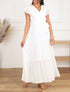 Robe longue unie manches courtes - Blanc - 1