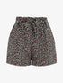 Short droit imprimé petites fleurs - Noir - 1