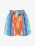 Short droit taille haute motif rayures fantaisies - Orange/bleu - 4
