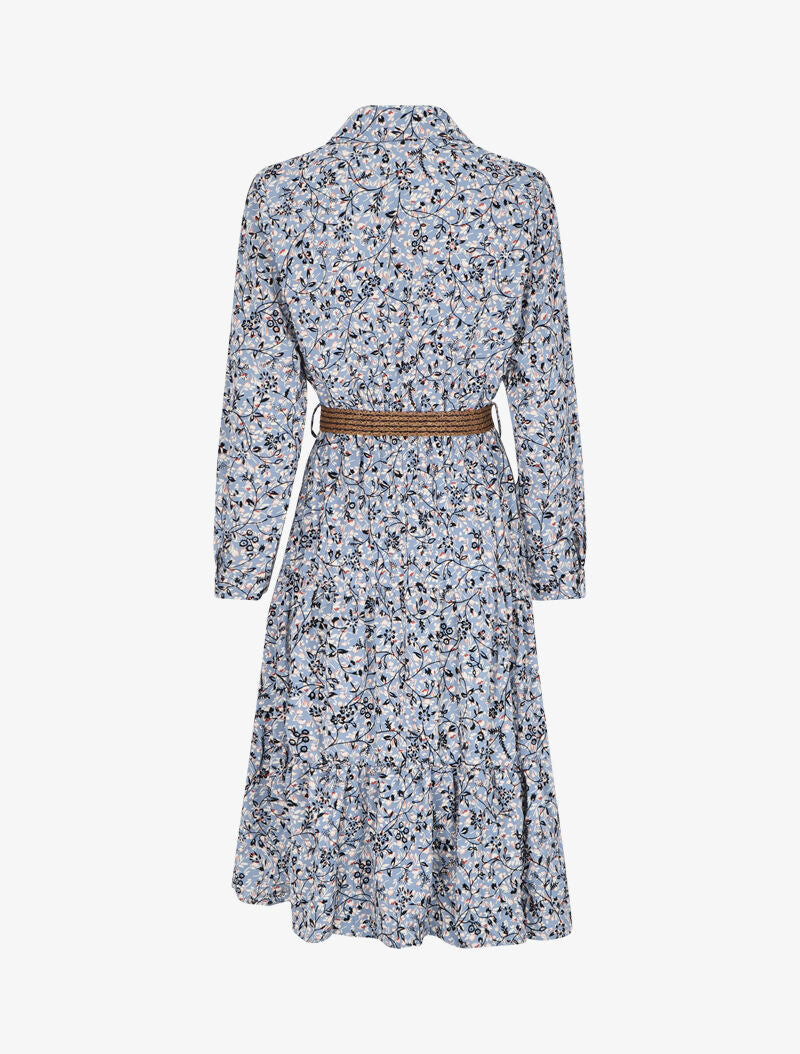 Robe à motif suédé fleuri en relief - Bleu - 2