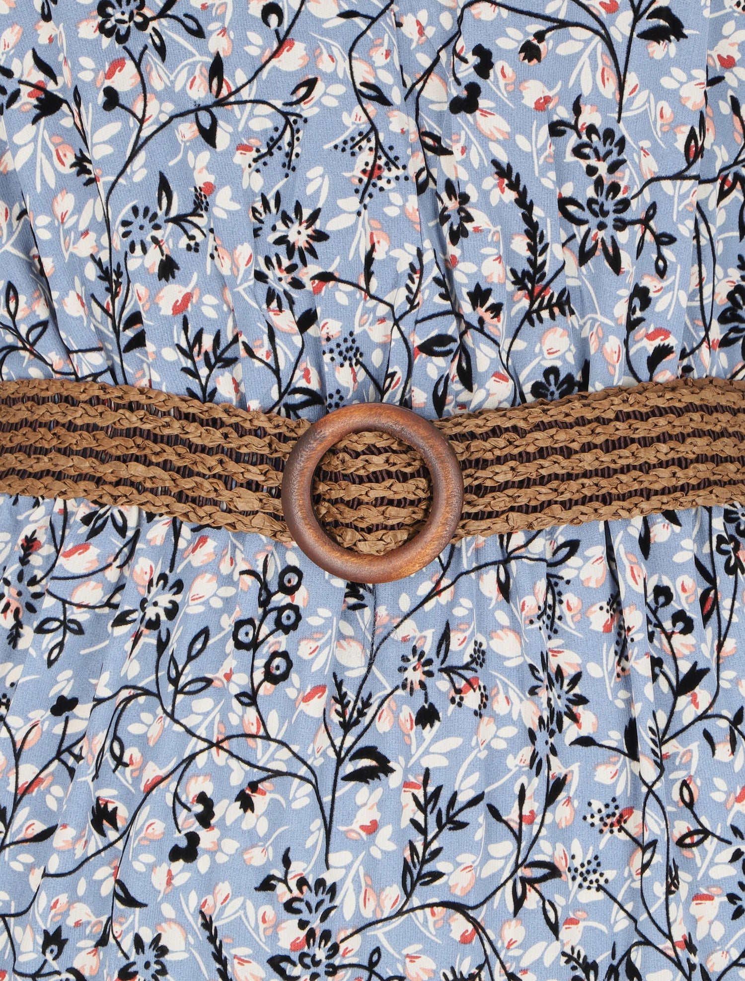 Robe à motif suédé fleuri en relief - Bleu - 3