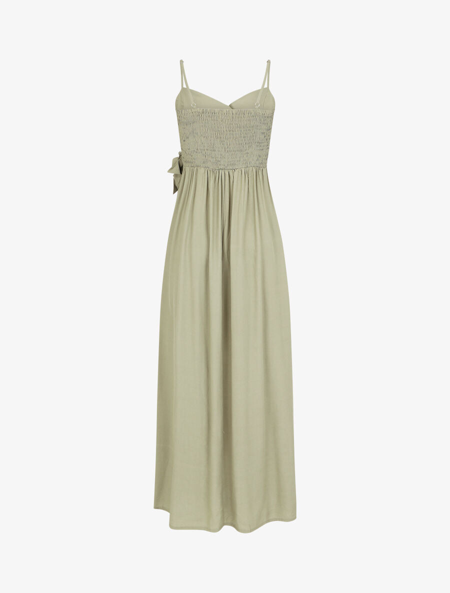 Robe longue à cache-cœur boutonné - Vert olive - 2