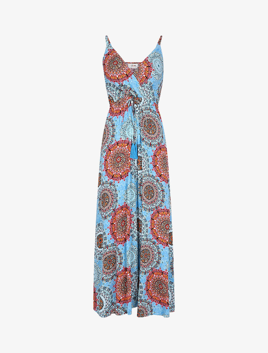 Robe longue à imprimé foulard - Bleu - 5