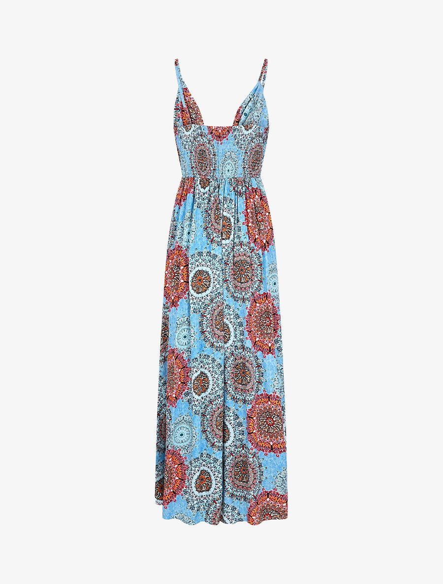 Robe longue à imprimé foulard - Bleu - 2