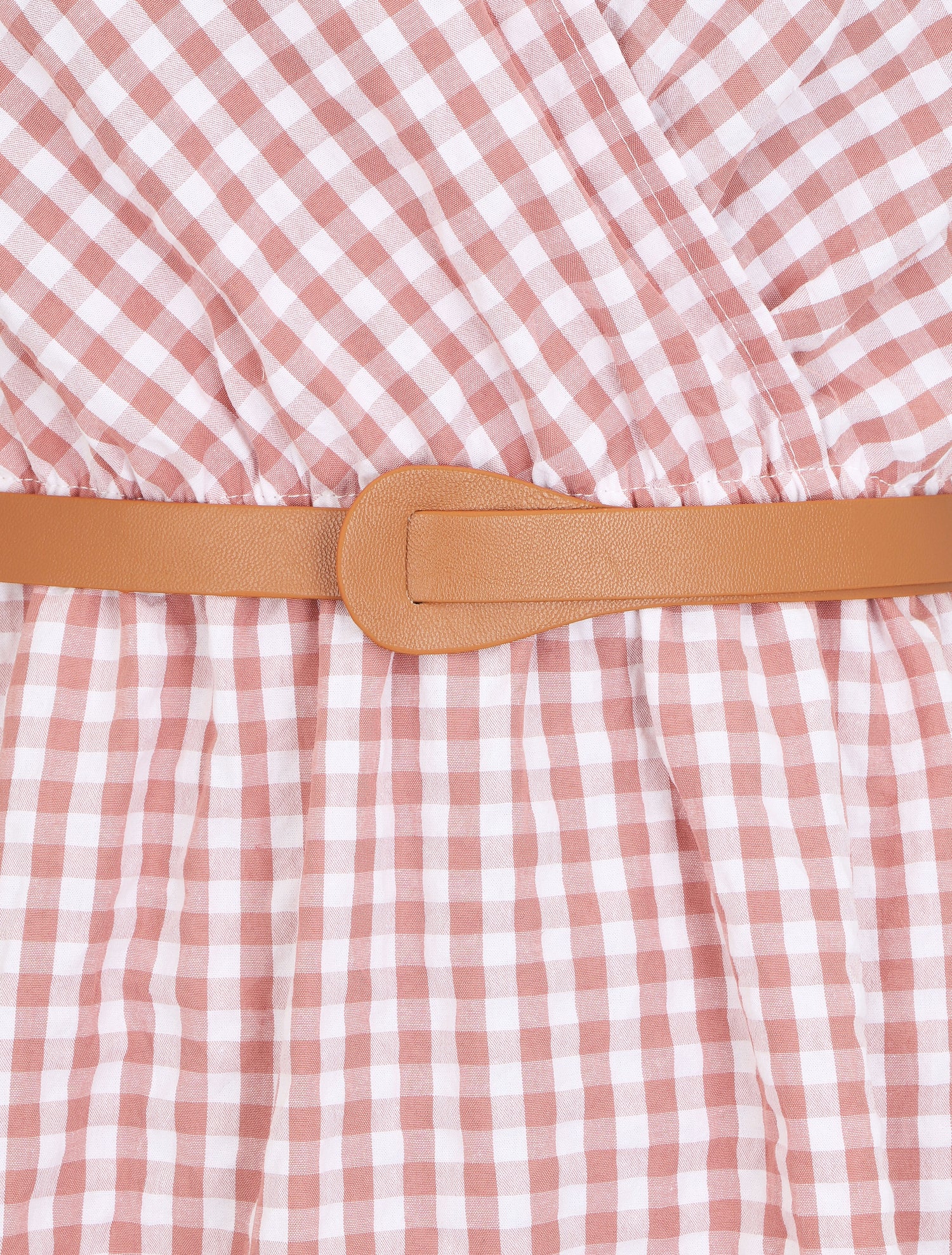 Robe mi-longue à carreaux - Rose - 3