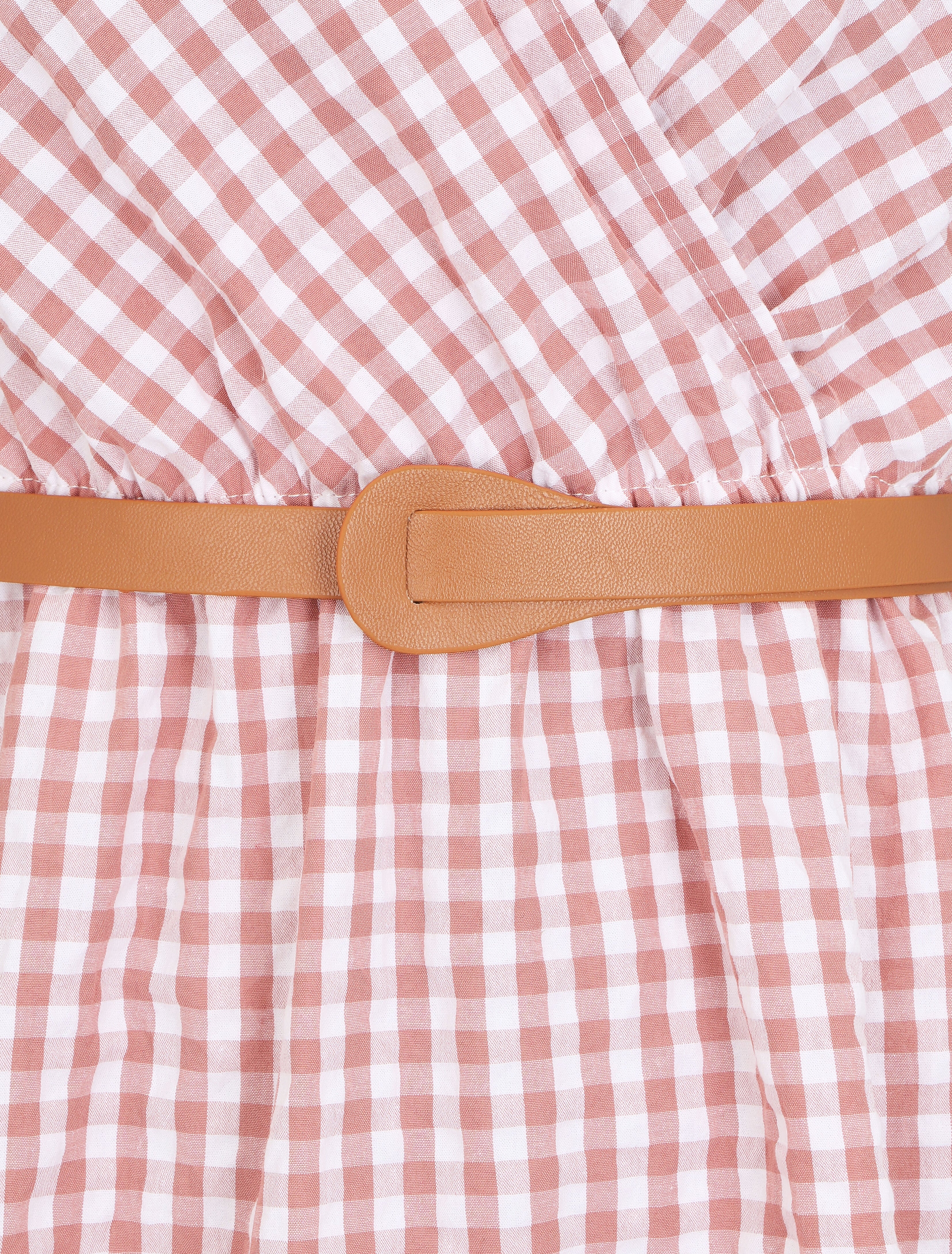 Robe mi-longue à carreaux - Rose - 3