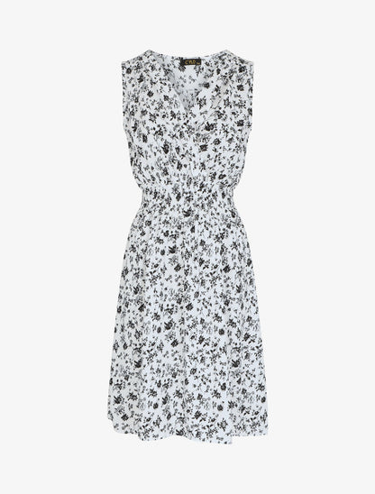 Robe imprimé fleuri à col cache-coeur - Blanc - 5
