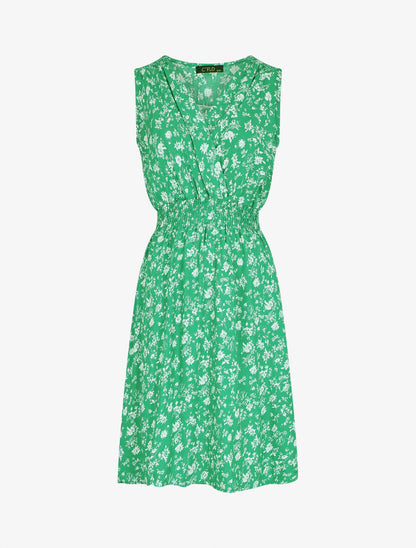 Robe imprimé fleuri à col cache-coeur - Vert - 1