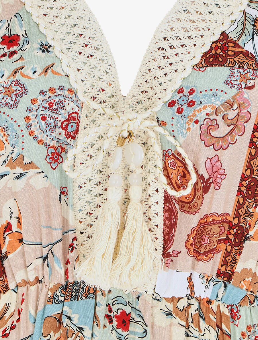 Robe longue droite imprimé cachemire - Beige - 4