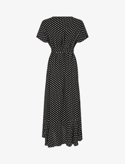 Robe longue à imprimé pois - Noir - 2