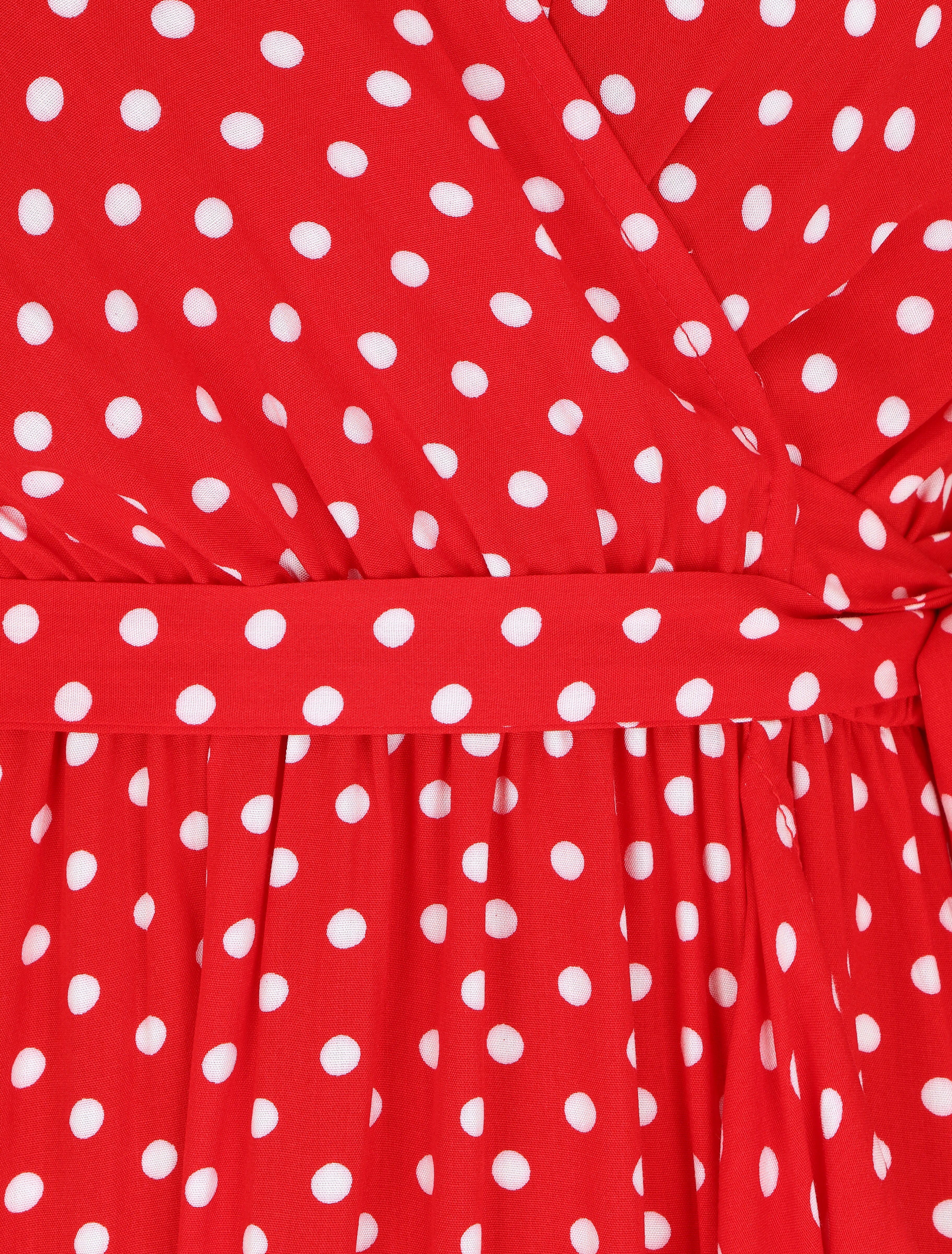 Robe longue à imprimé pois - Rouge - 3